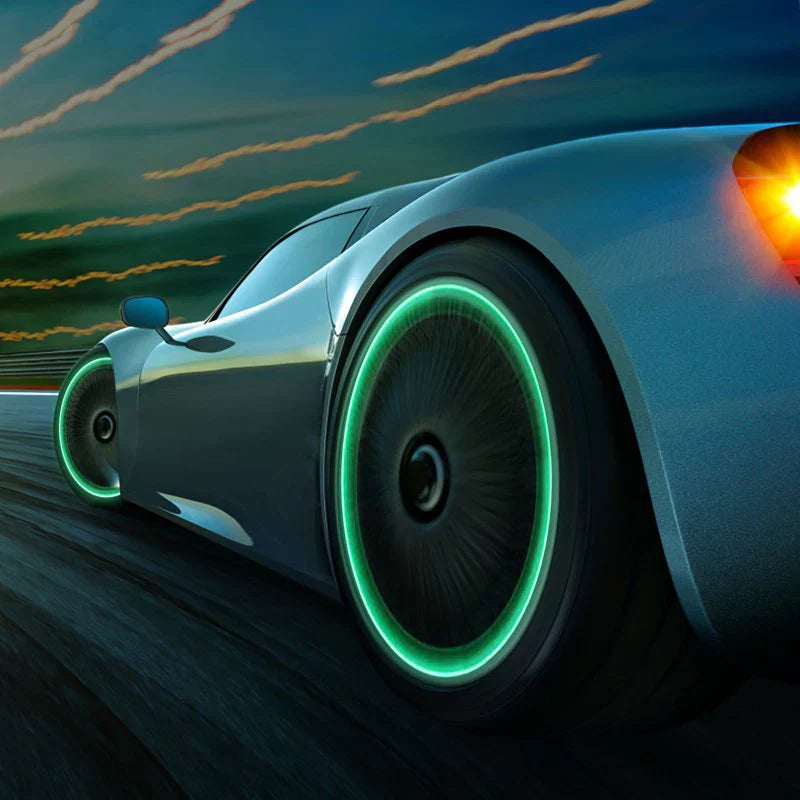 LED Glowing Tire Valve Caps – 4PCS Luminous Car Wheel Lights for Night Driving