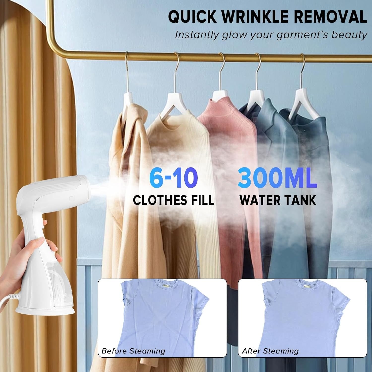 Portable Handheld Garment Steamer – Fast Heat-Up, Wrinkle Remover for Clothes & Fabrics