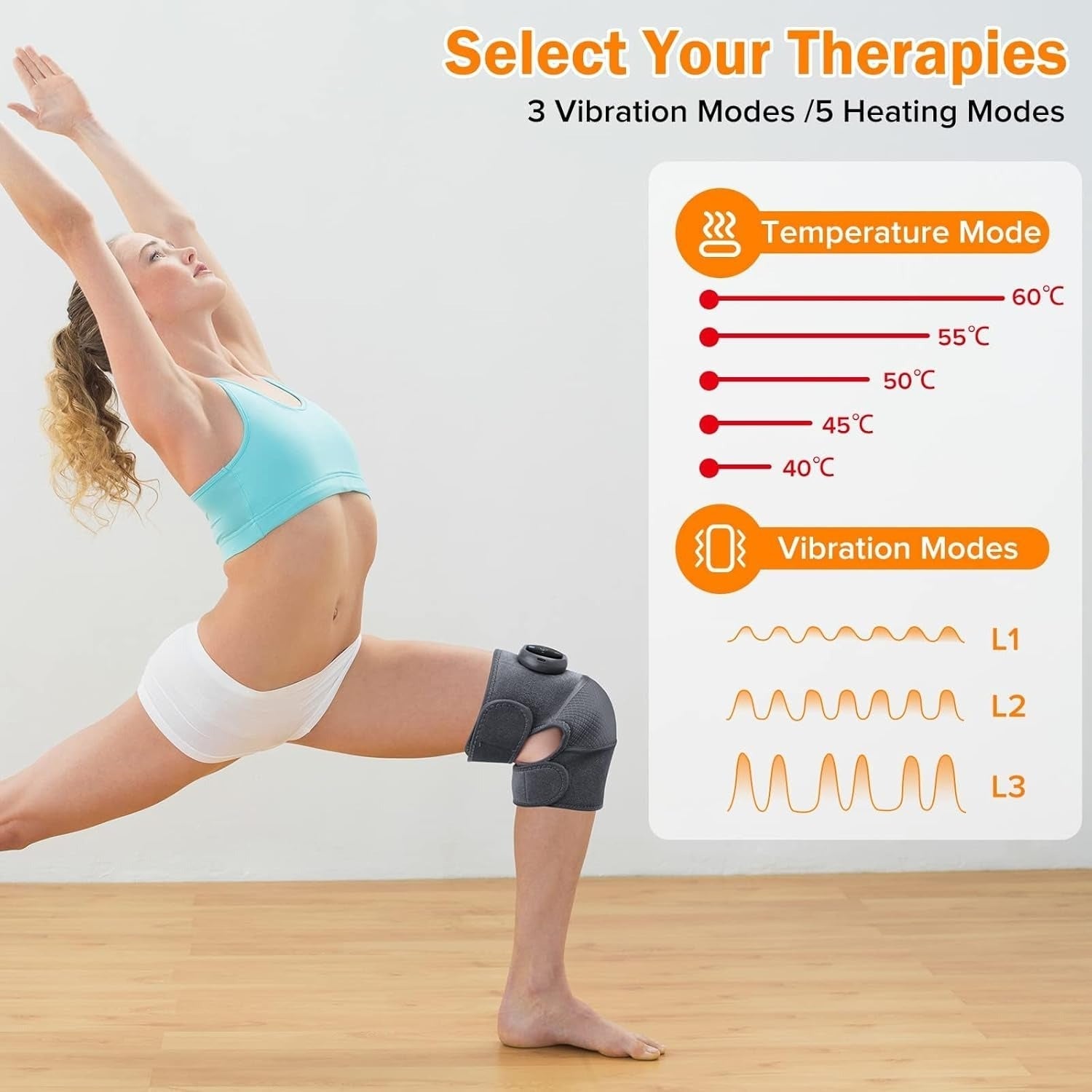 Wireless Heated & Cooling Knee Brace with Vibration Therapy – LED Display & Adjustable Fit