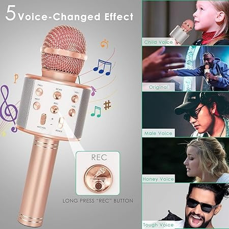 Wireless Bluetooth Karaoke Microphone with Speaker, USB & TF Card Support