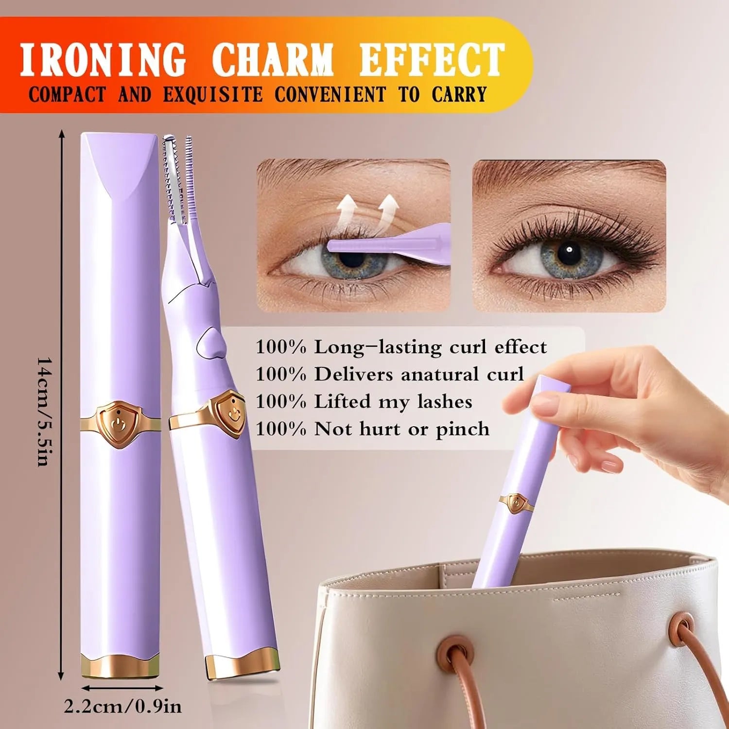 Heated Eyelash Curler for Women – 2025 USB Rechargeable Electric Lash Curler with 3 Temperature Settings, 8-Second Fast Heat-Up, Long-Lasting Natural Curl