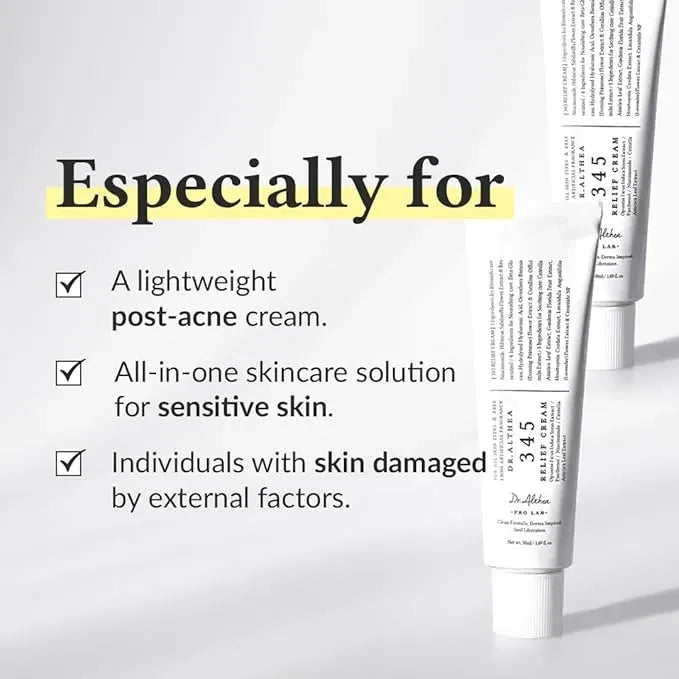 “Dr. Althea 345 Relief Cream delivers ultimate hydration, soothing, and repair for sensitive, post-acne, and environmentally damaged skin.”